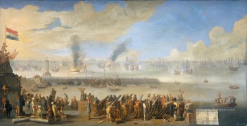 La bataille de Livourne 1653 Johannes Lingelbach Peinture à l'huile